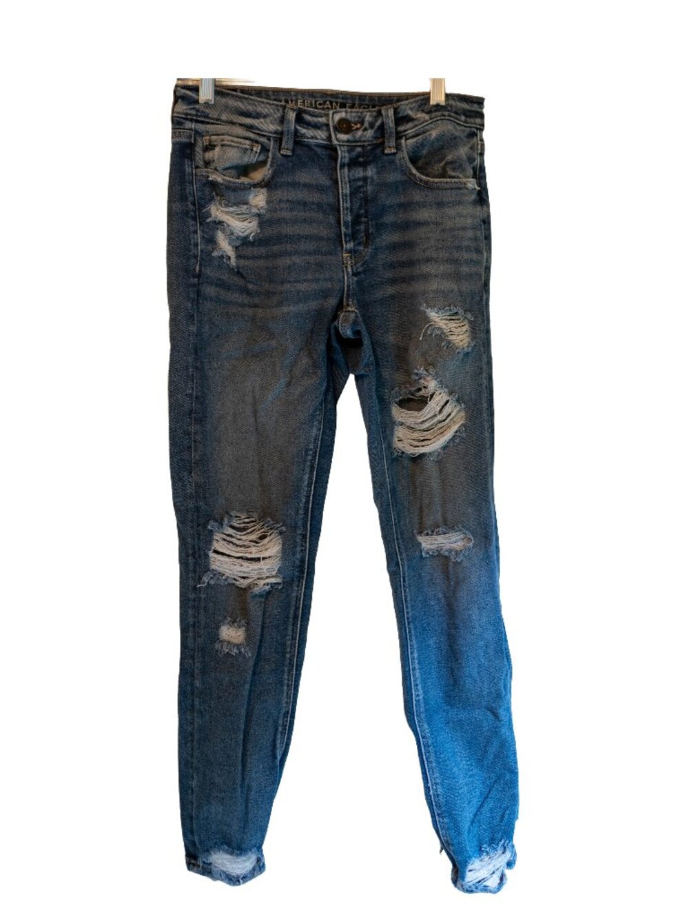 American Eagle Distressed Medium Wash Denim Jeans - Size 2 - Stretch Fit
